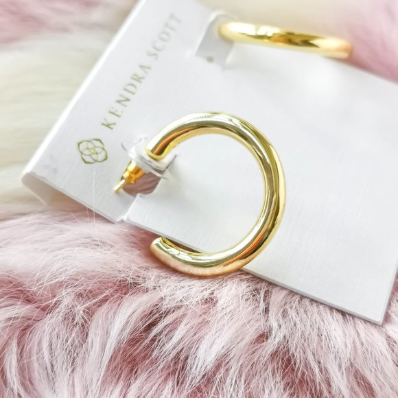 Kendra Scott Colette Gold Hoop Earrings Elegant Style with Dust Bag - Picture 2 of 3